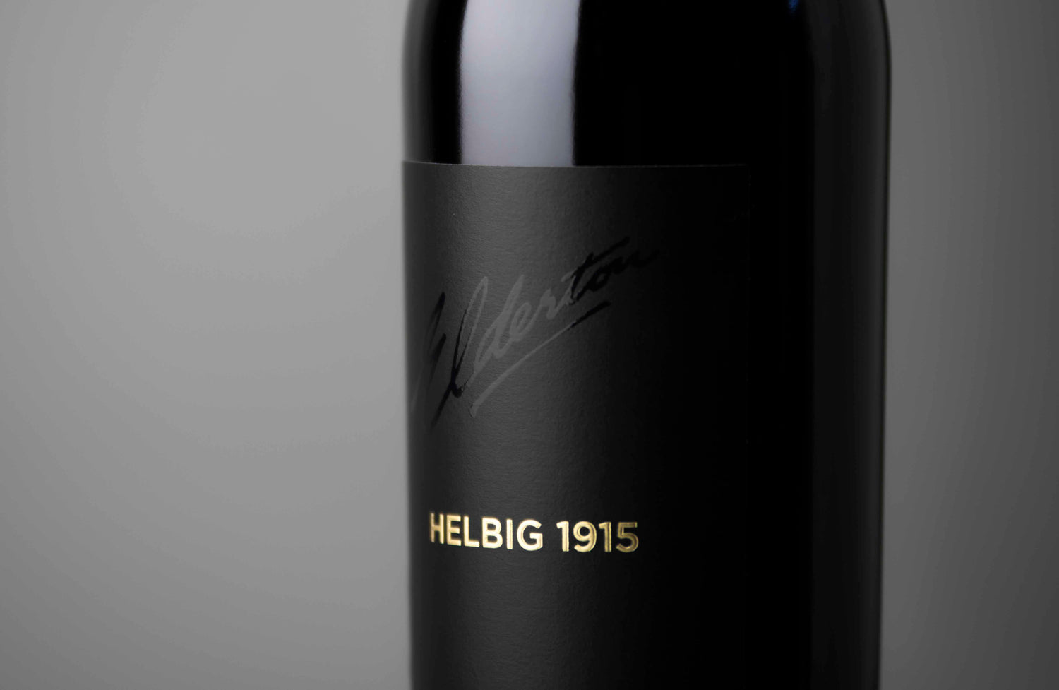 An up close of the label of the wine Helbig 1915 Shiraz