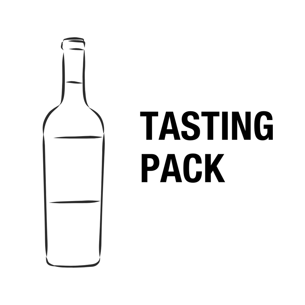 bottle outline with words TASTING PACK